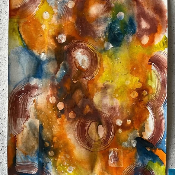 “Burn” an Abstract Art Canvas in Orange and Blue